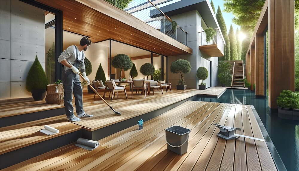 Holzpflege für Aussen Holzpflege für Aussen, Pflanze, Terrasse, Innenarchitektur, Couch, Stuhl, Innenarchitektur, Handschuh, Pflanze, Holz, Person